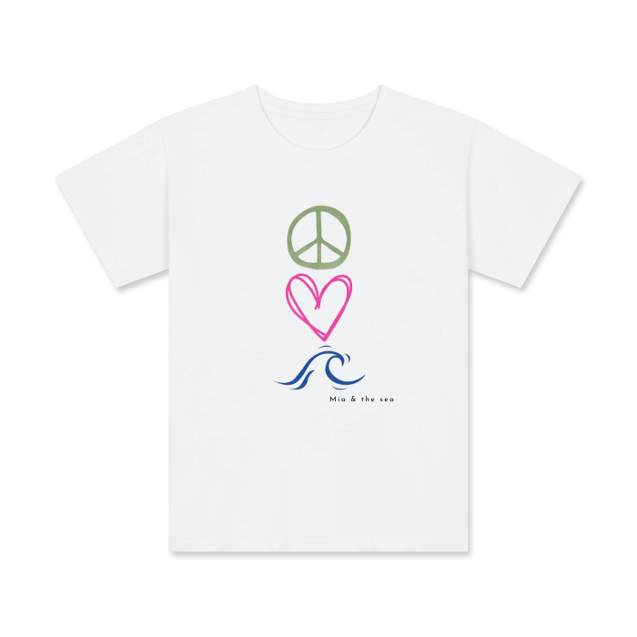 Girls Peace Love Sea Vibes Printed Tee - Mia and The Sea